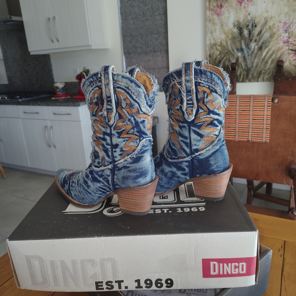 Dingo Blue and Tan Textile Boots - Picture 5 of 7